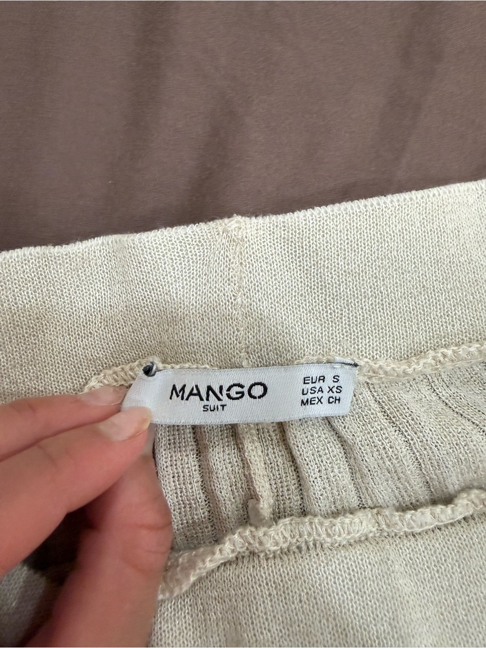 Mango Cream Ribbed Knit Pants - Picture 2 of 2